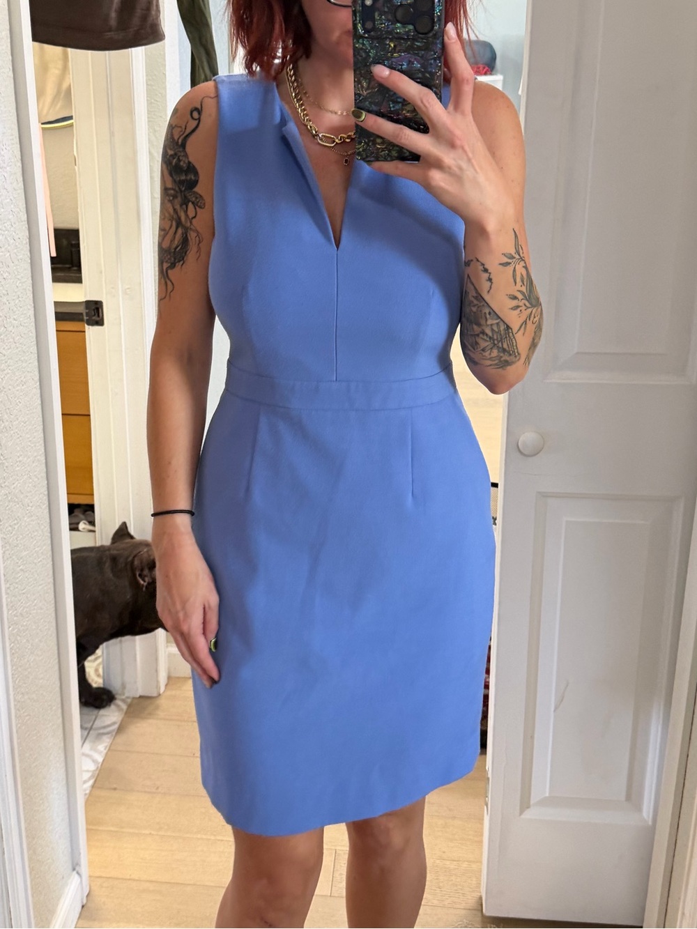 J. Crew Suiting Sleeveless Shift Dress in Periwinkle